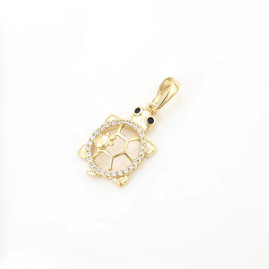 Pave Crystal Turtle Pendant | 14K Gold Plated Open Shell Sea Turtle Necklace Charm