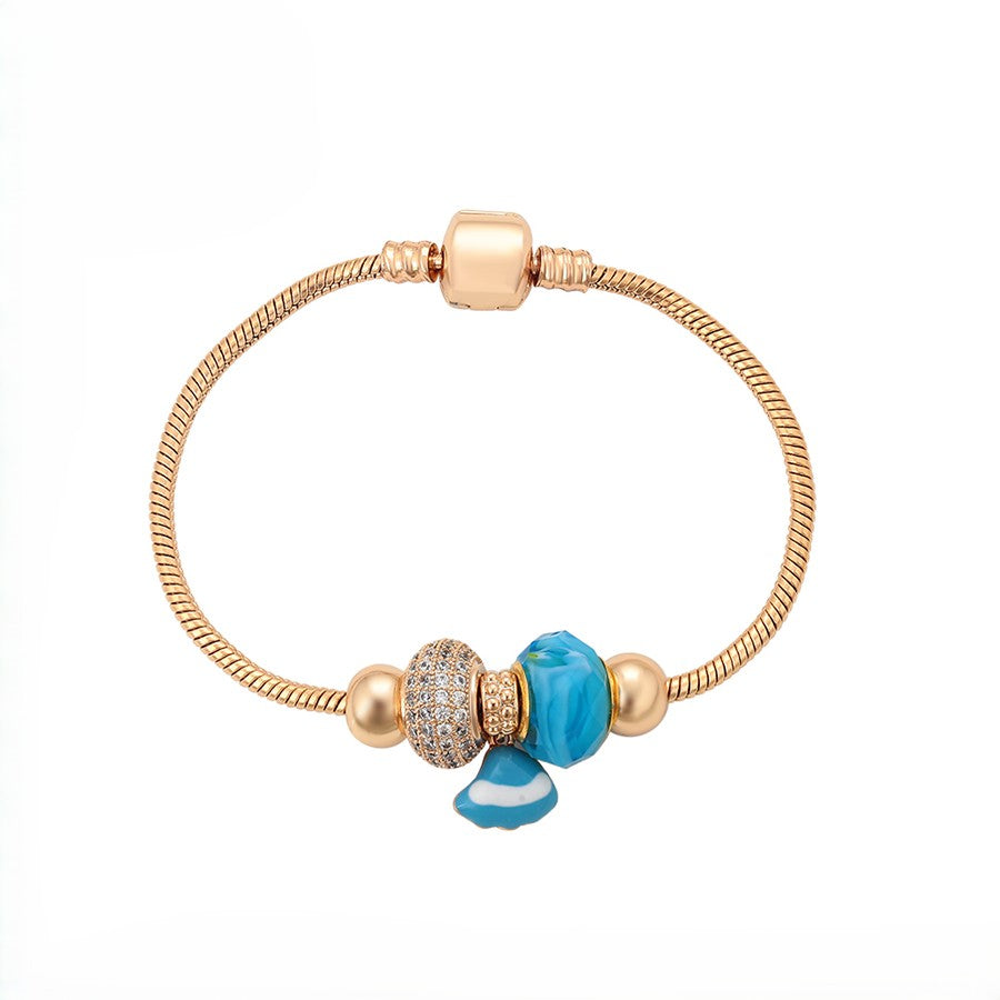 Ocean Blue Murano Glass Swirl Bead Bracelet
