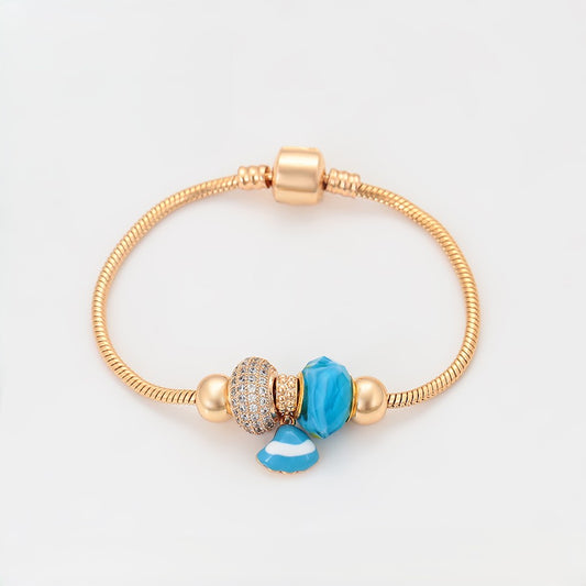 Ocean Blue Murano Glass Swirl Bead Bracelet