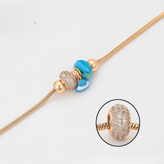 Ocean Blue Murano Glass Swirl Bead Bracelet