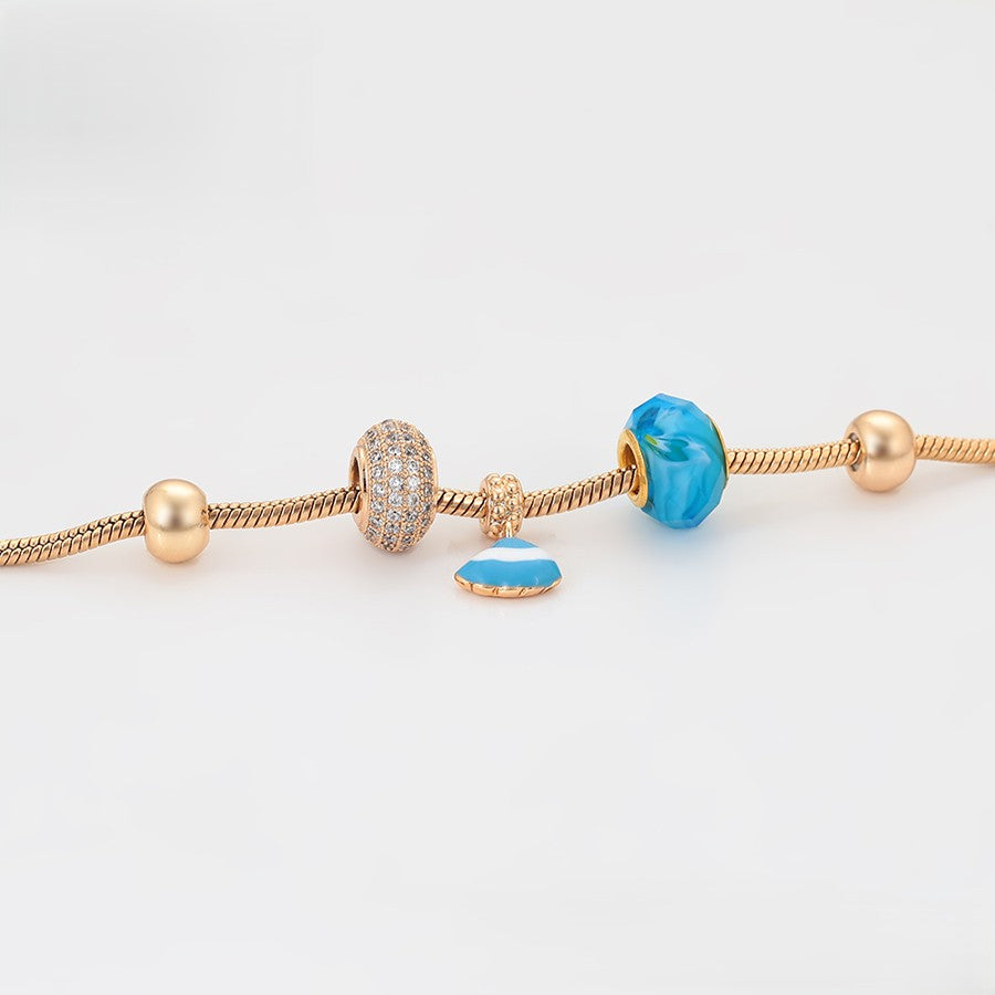 Ocean Blue Murano Glass Swirl Bead Bracelet