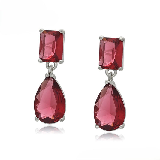 Scarlet Crimson Crystal Drop Earrings