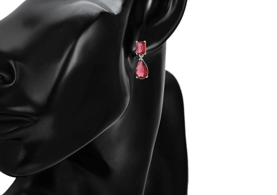 Scarlet Crimson Crystal Drop Earrings