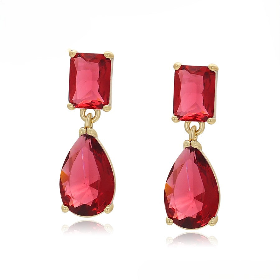 Scarlet Crimson Crystal Drop Earrings