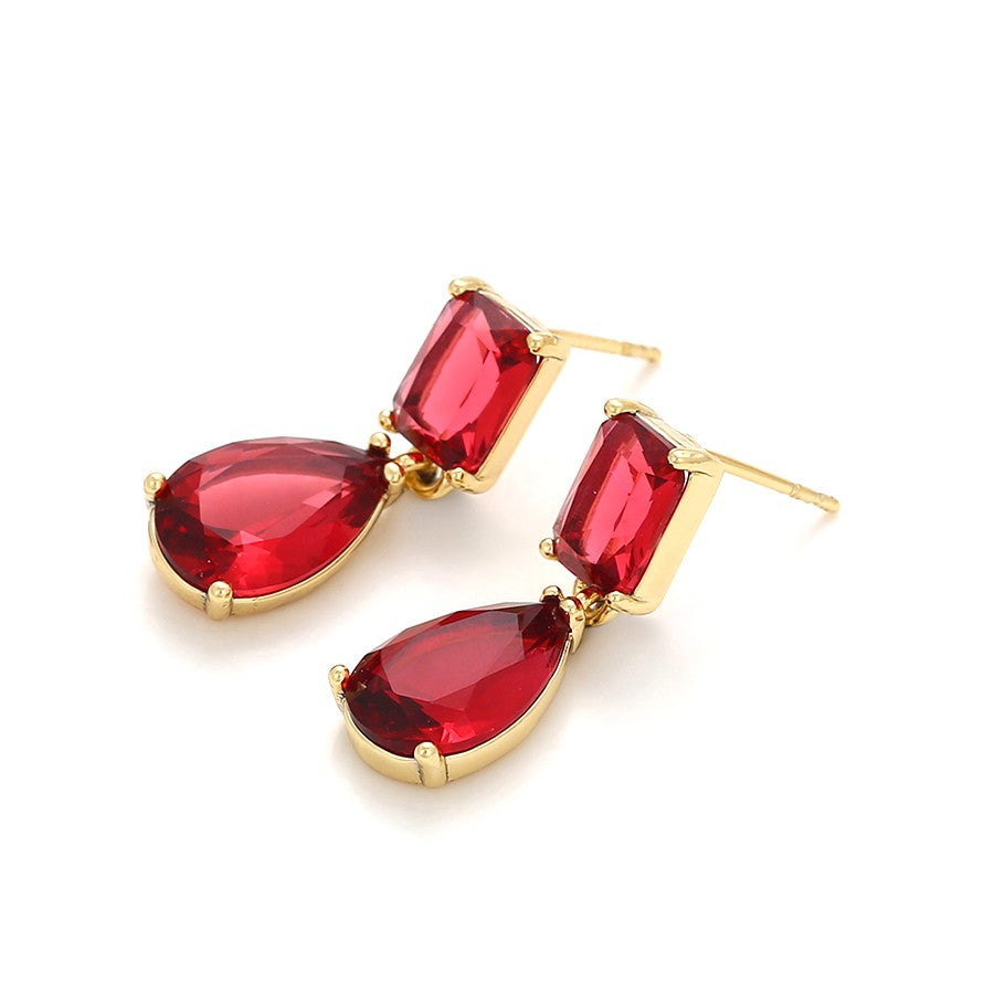 Scarlet Crimson Crystal Drop Earrings