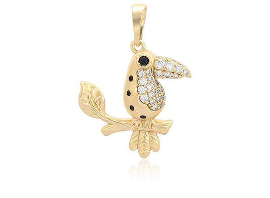 Golden Bird of Paradise Pendant - 14K Gold Plated