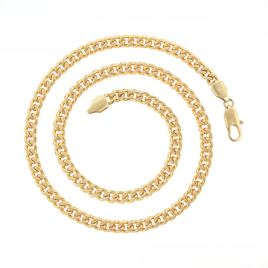 14K Gold Plated Heavy Curb Chain Necklace