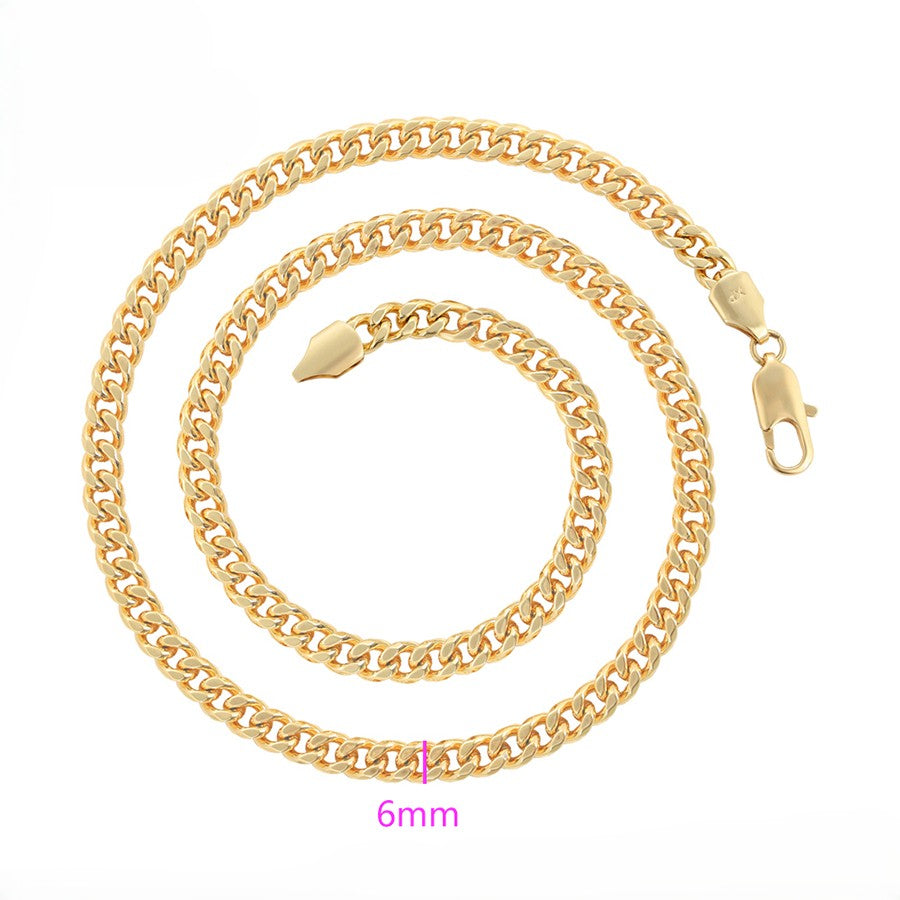 14K Gold Plated Heavy Curb Chain Necklace