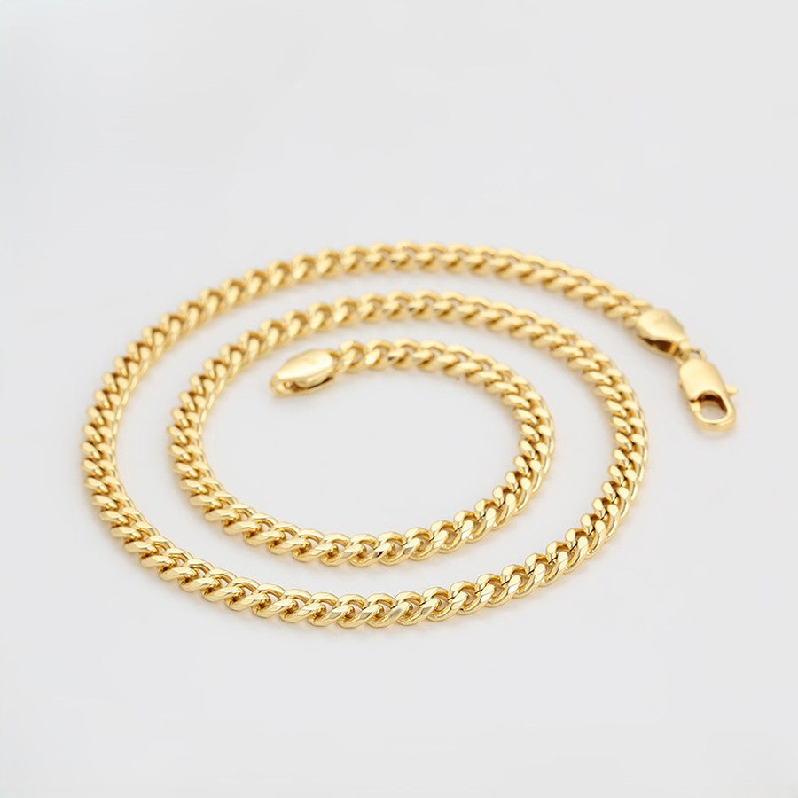 14K Gold Plated Heavy Curb Chain Necklace