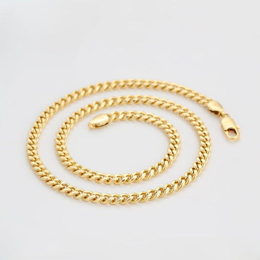 14K Gold Plated Heavy Curb Chain Necklace