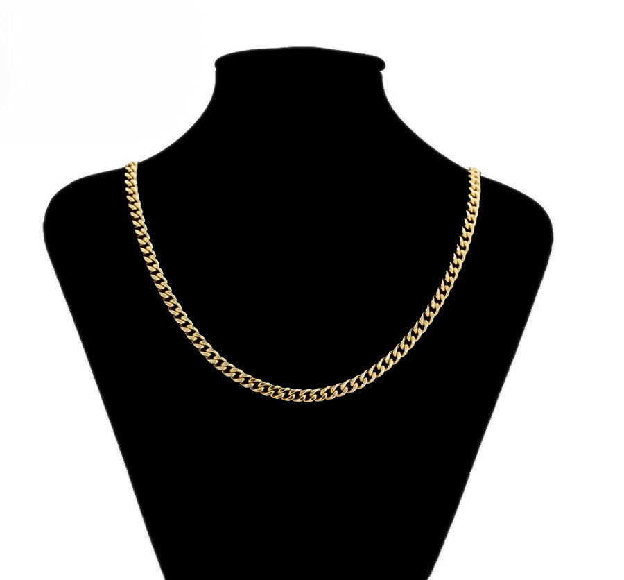 14K Gold Plated Heavy Curb Chain Necklace