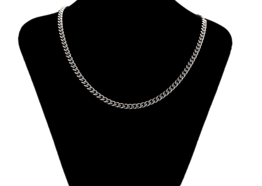 High-Polish Curb Chain | Platinum Plated Flat Link Unisex Statement Necklace