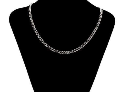 High-Polish Curb Chain | Platinum Plated Flat Link Unisex Statement Necklace