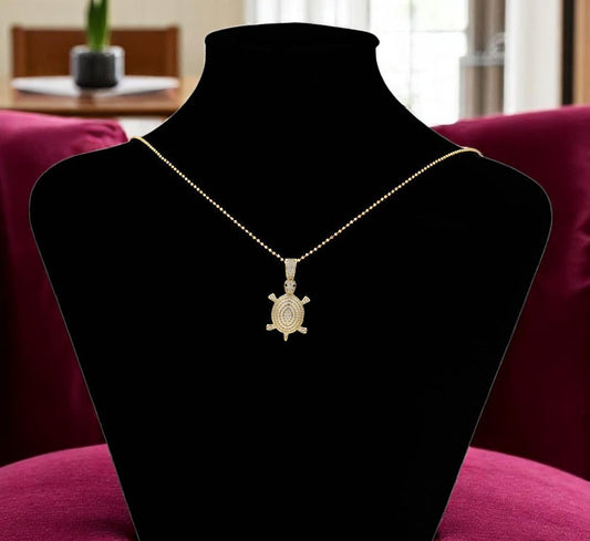 Men's / Women's Gold Crystal Turtle Pendant - Unique Animal Lover Gift