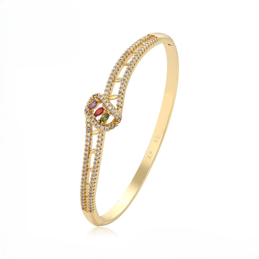 Multicolor Marquise Gemstone Crystal Knot Bangle Bracelet