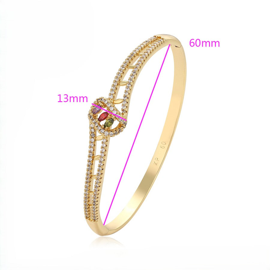 Multicolor Marquise Gemstone Crystal Knot Bangle Bracelet