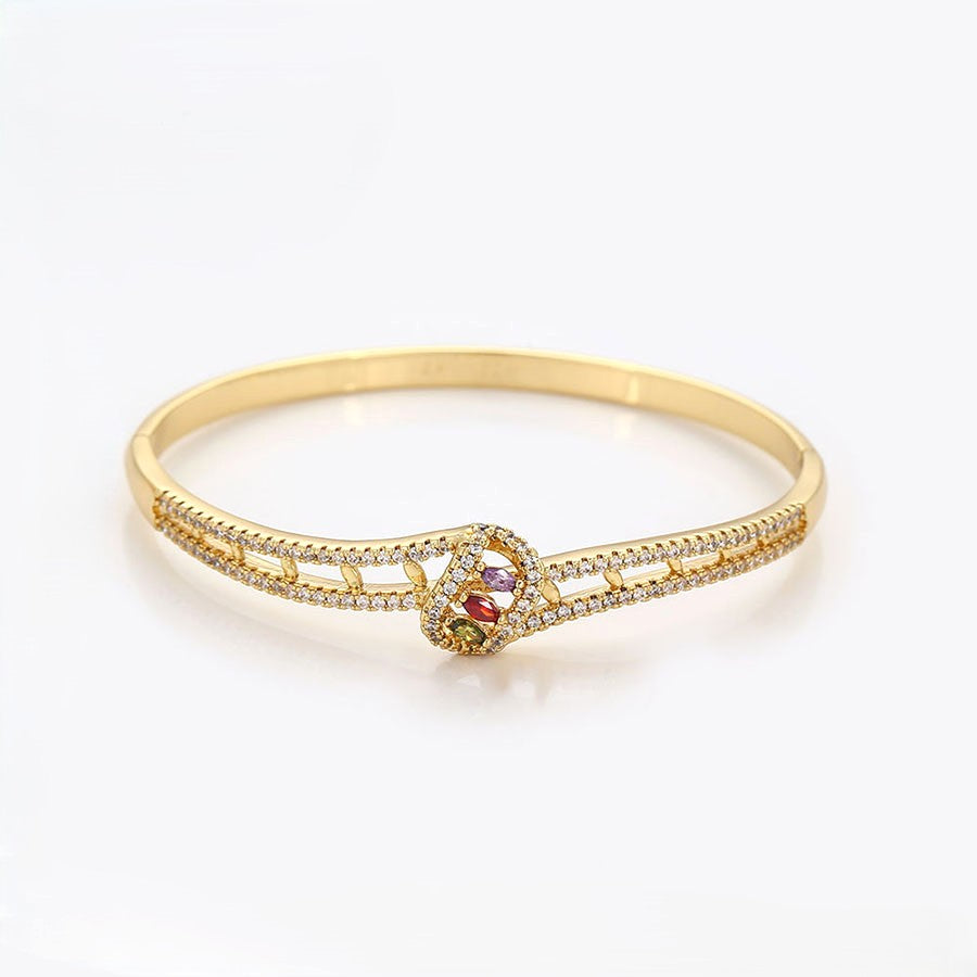 Multicolor Marquise Gemstone Crystal Knot Bangle Bracelet