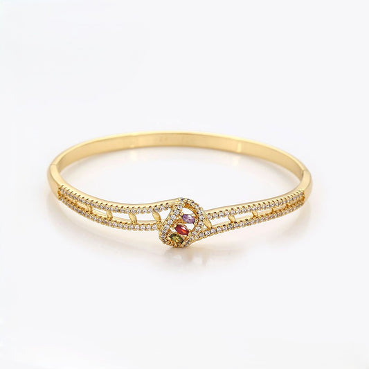 Multicolor Marquise Gemstone Crystal Knot Bangle Bracelet