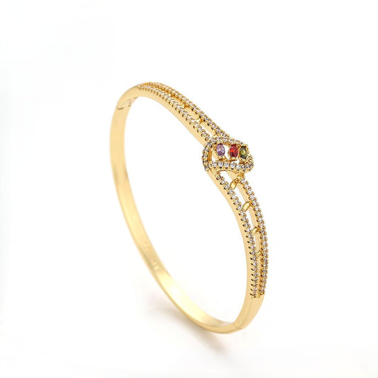 Multicolor Marquise Gemstone Crystal Knot Bangle Bracelet