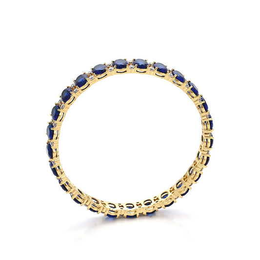 14K Gold Plated Oval Sapphire Blue Bangle