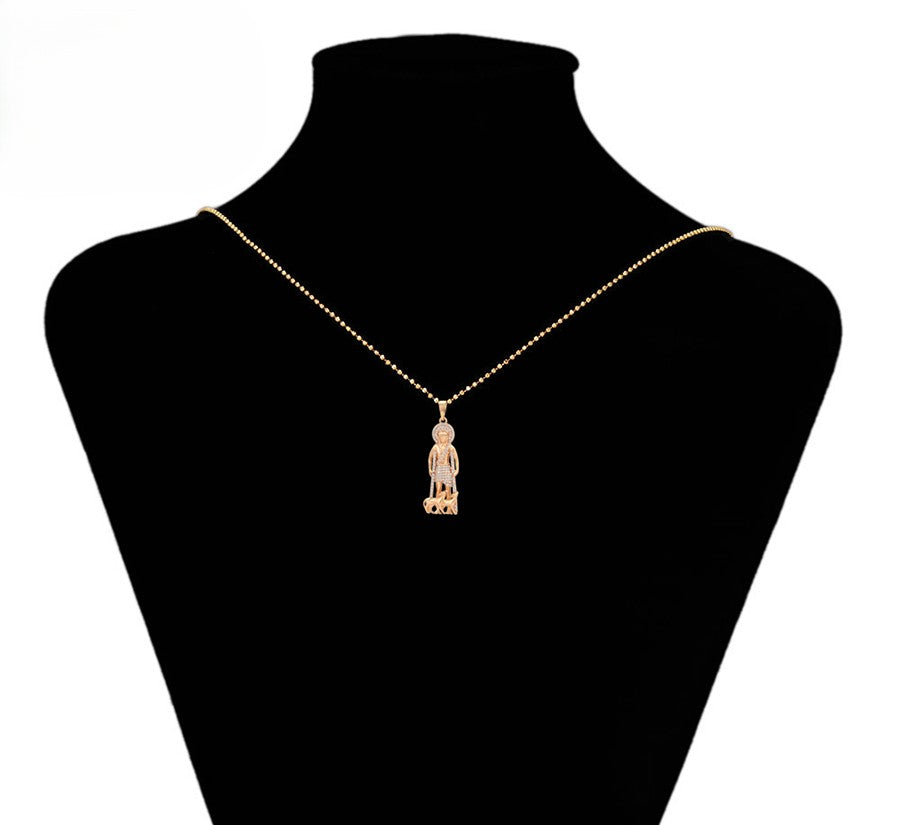 18K Gold Plated Saint Christopher Diamond Pendant