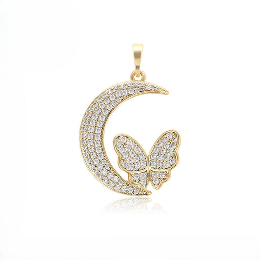 Sparkling Iced-Out Micro-Pave Crystal Butterfly Pendant