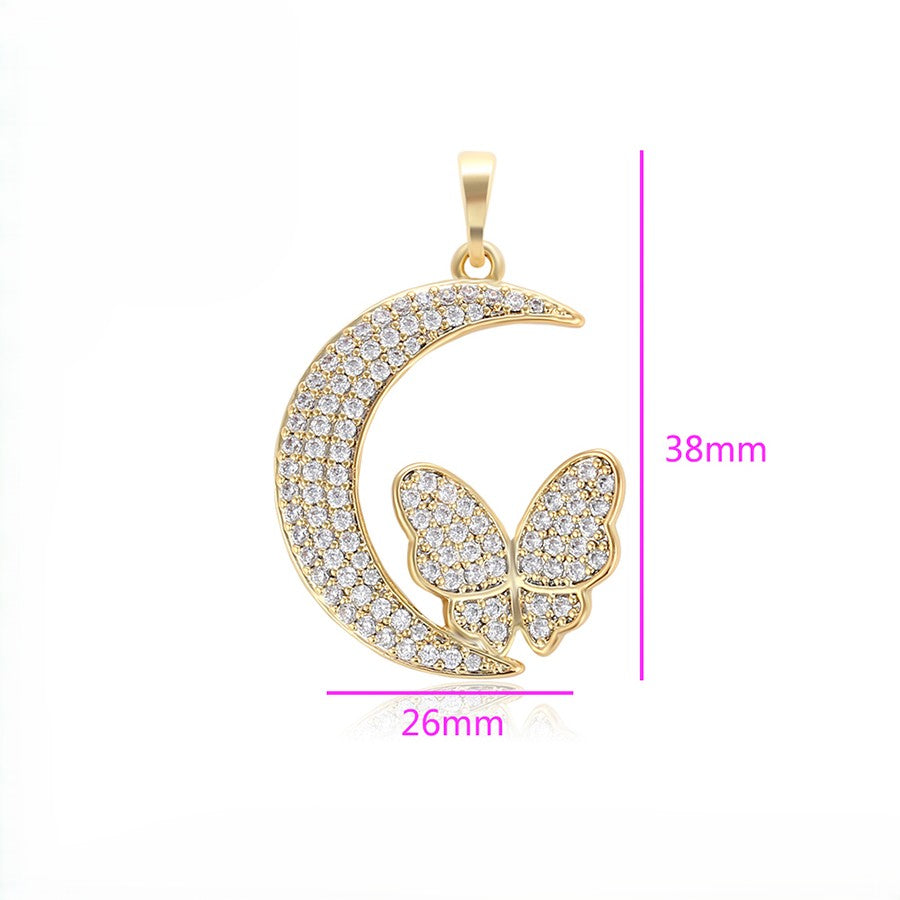 Sparkling Iced-Out Micro-Pave Crystal Butterfly Pendant