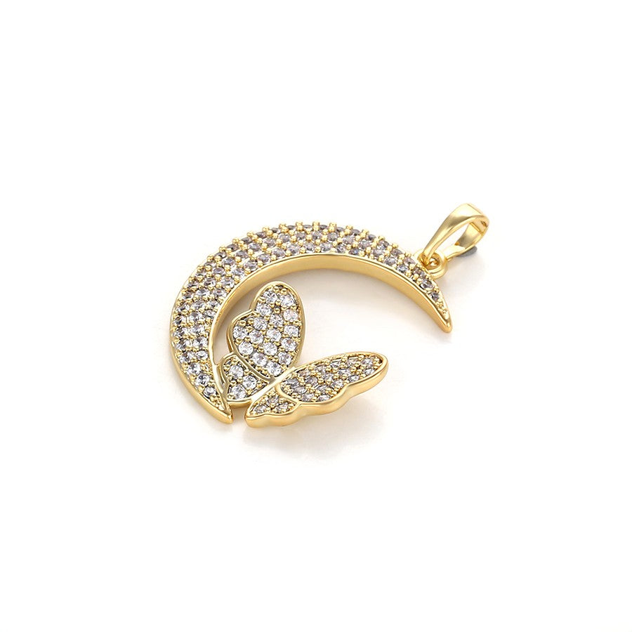 Sparkling Iced-Out Micro-Pave Crystal Butterfly Pendant