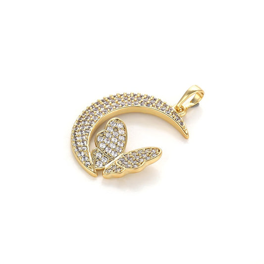 Sparkling Iced-Out Micro-Pave Crystal Butterfly Pendant