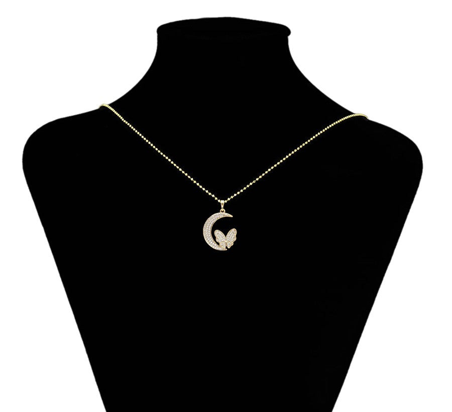 Sparkling Iced-Out Micro-Pave Crystal Butterfly Pendant