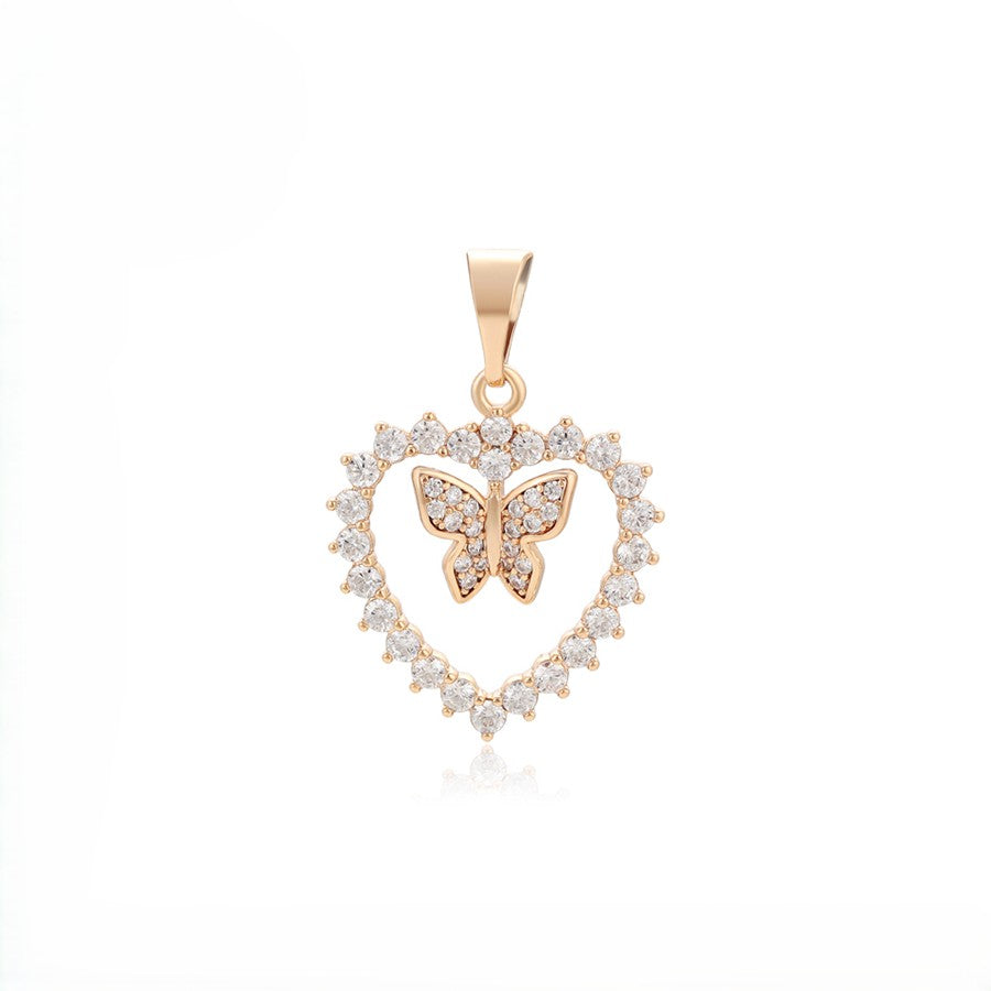 Mariposa Pave Crystal Butterfly Pendant | 18K Gold Plated Open Heart Flutter Necklace Charm