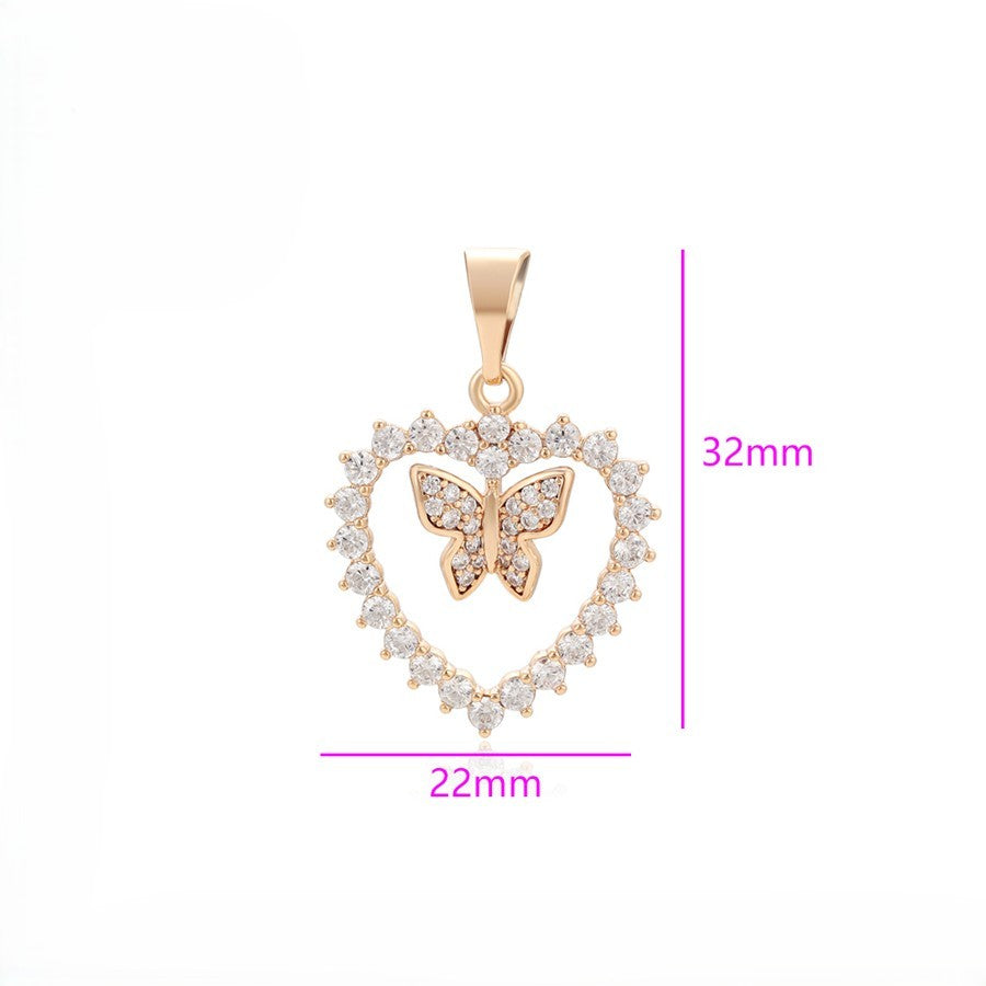 Mariposa Pave Crystal Butterfly Pendant | 18K Gold Plated Open Heart Flutter Necklace Charm