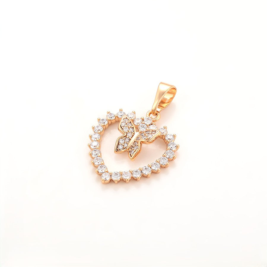 Mariposa Pave Crystal Butterfly Pendant | 18K Gold Plated Open Heart Flutter Necklace Charm