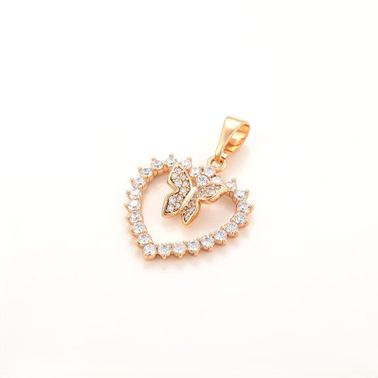 Mariposa Pave Crystal Butterfly Pendant | 18K Gold Plated Open Heart Flutter Necklace Charm