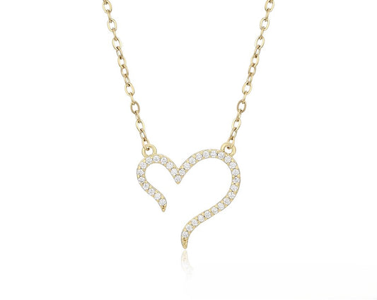 14K Gold Plated Dainty Open Heart Necklace