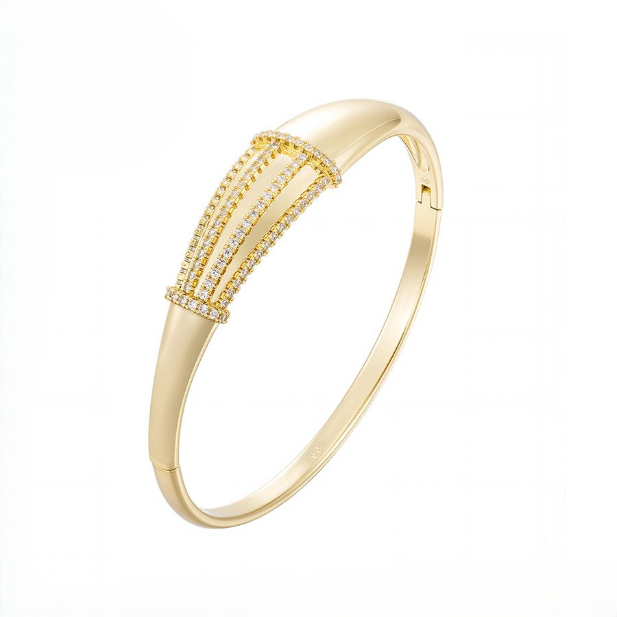 14K Gold Plated Domed Shield Bangle Bracelet