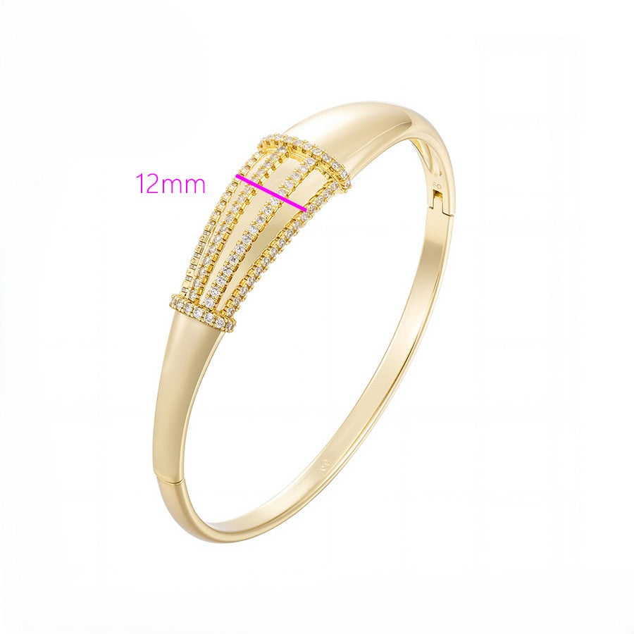 14K Gold Plated Domed Shield Bangle Bracelet