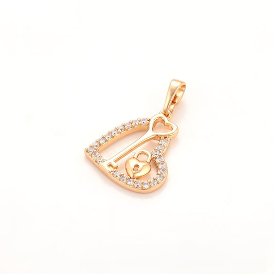Key to My Heart Padlock Pendant | 18K Rose Gold Plated Open Heart Crystal Key & Lock Necklace Charm