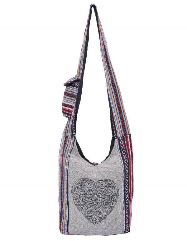 Tribal Heart Printed Bohemian Hippie Boho Crossbody Hobo Bag-LHB0012/22