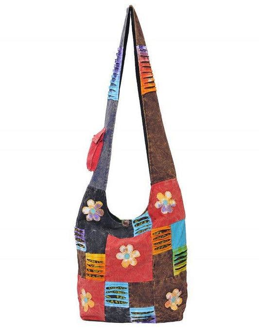 Flower Patched Bohemian Hippie Boho Crossbody Hobo Bag