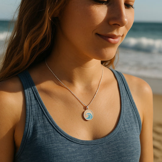 Silver & Turquoise Bird Pendant with Pave Crystals