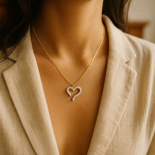 14K Gold Plated Dainty Open Heart Necklace