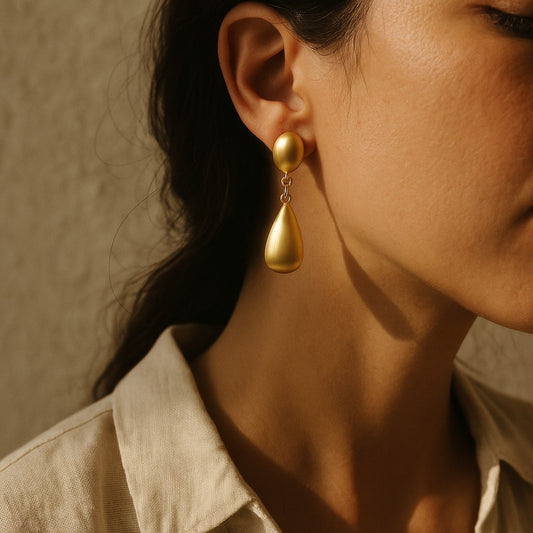 Elegant 14K Gold Plated Teardrop Dangle Earrings - Minimalist Style