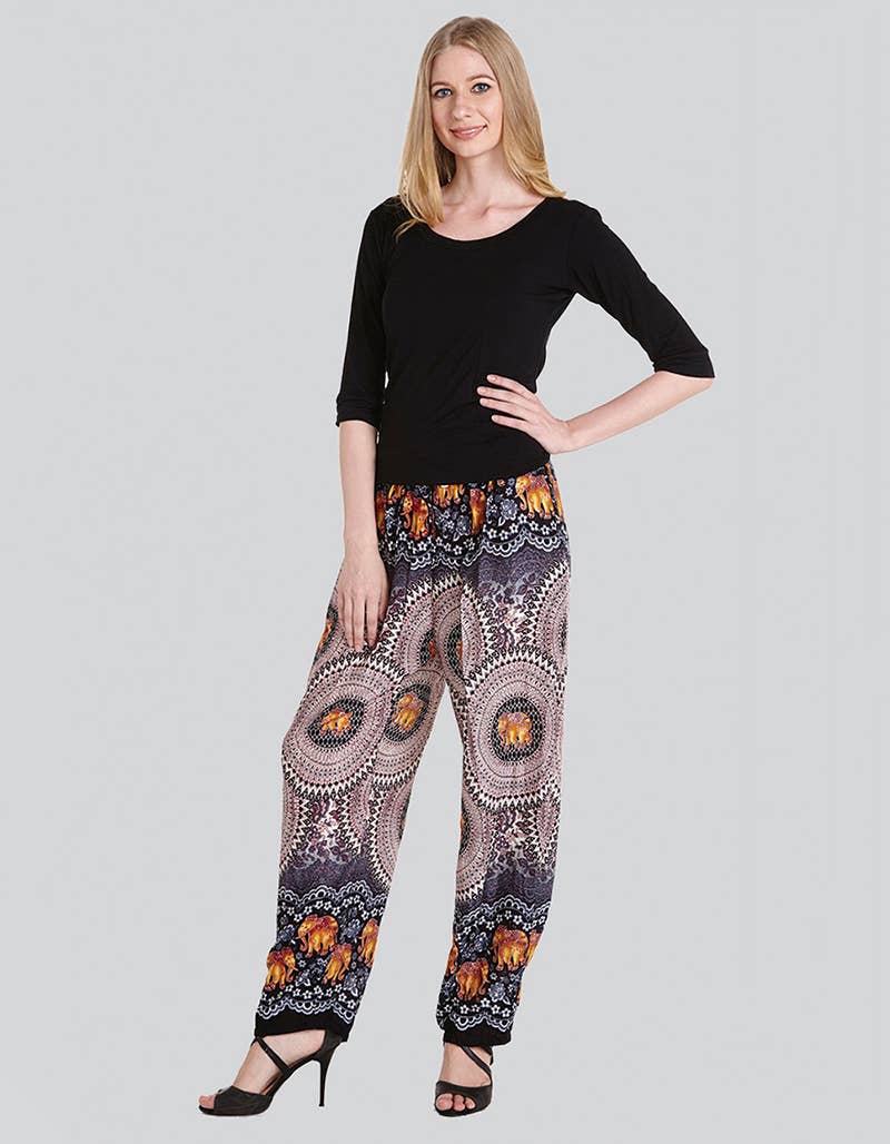 Elephant Print Drawstring Harem Pant TH-1027