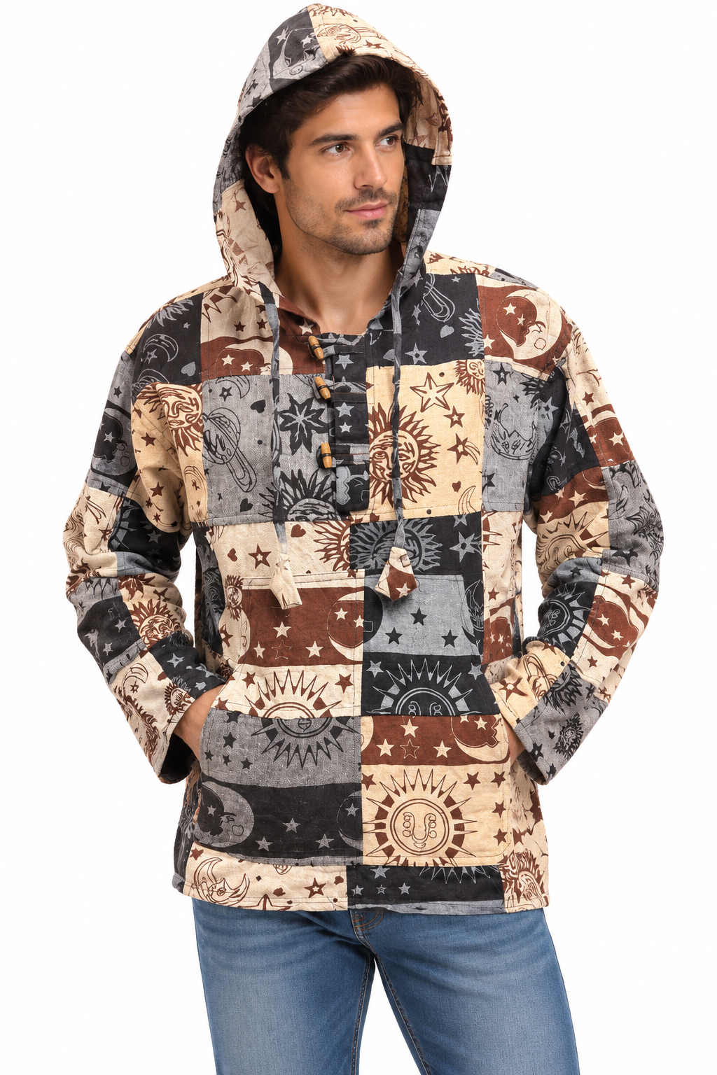 Unisex 100% Cotton Multi Print Hooded Universal Pullover