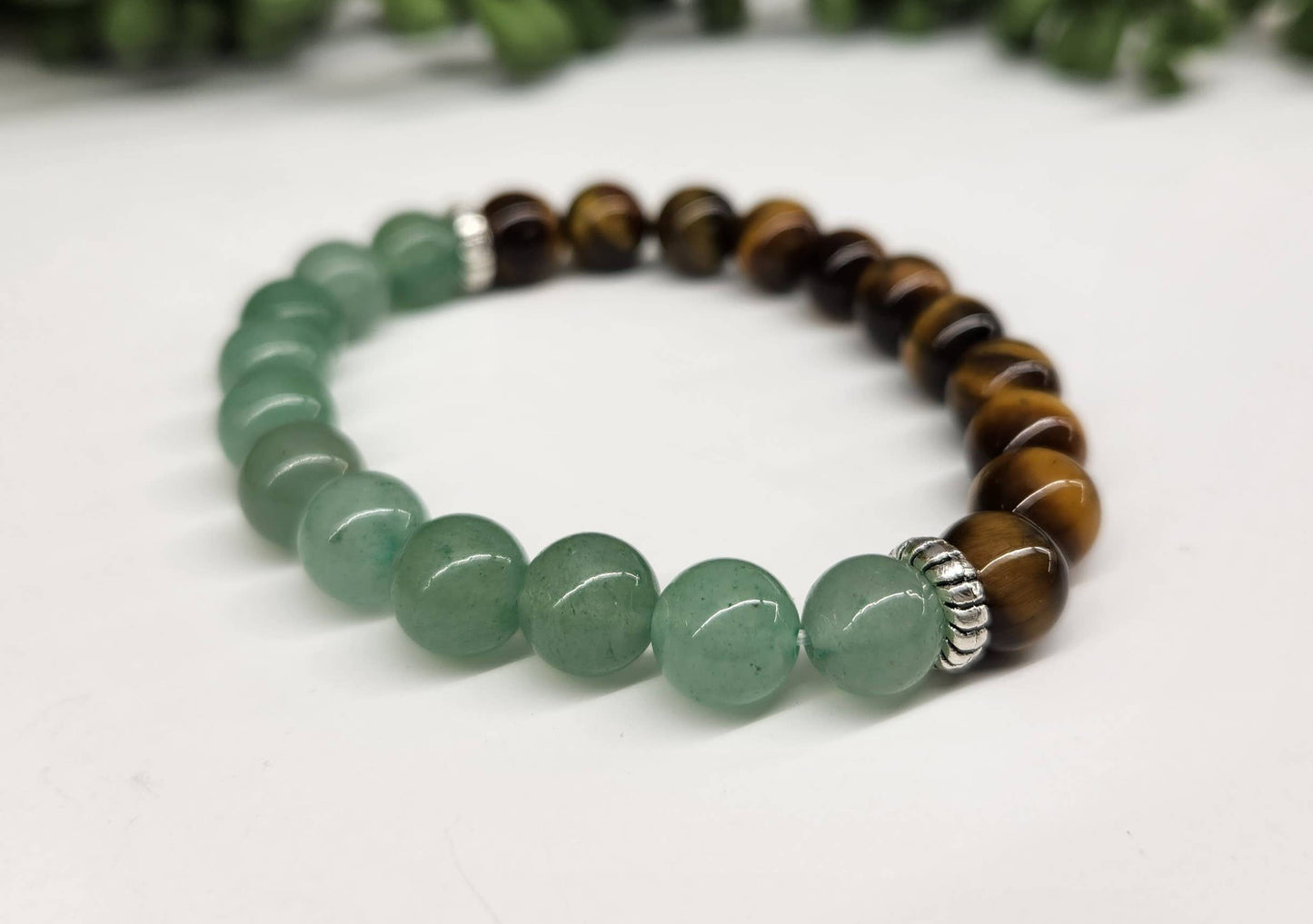 Green Aventurine & Tiger Eye Bracelet 8mm Beads