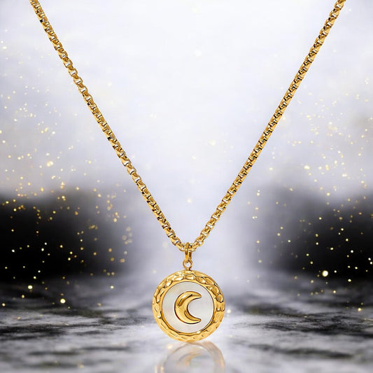 18K gold plated Stainless steel  Crescent necklace
