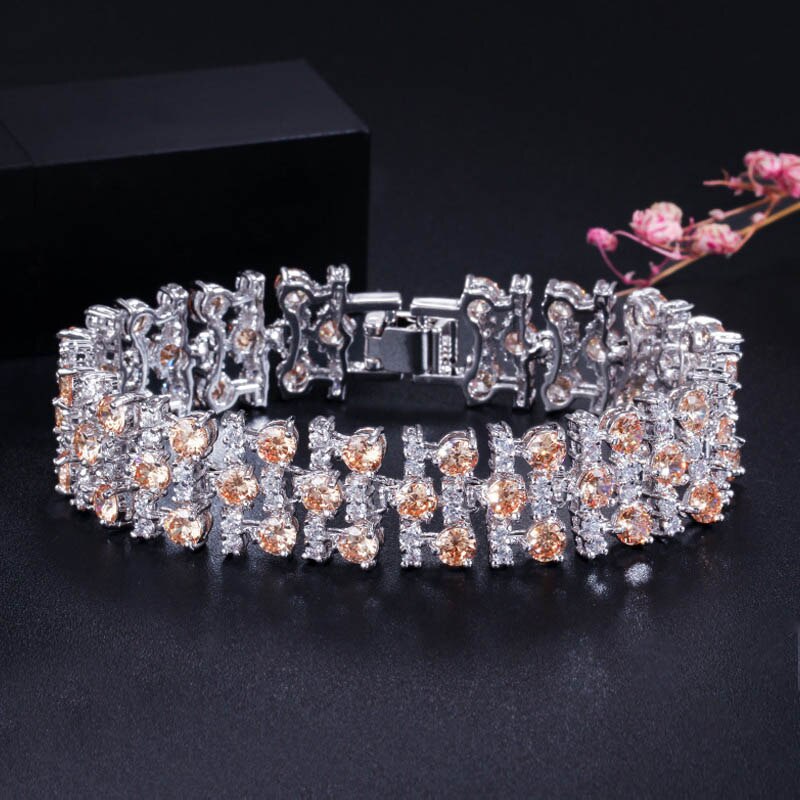 CWWZircons Romantic MultiColored Big Wide Cubic Zircon Stones Bracelets Bangle for Women Wedding Party Jewelry Accessories CB138