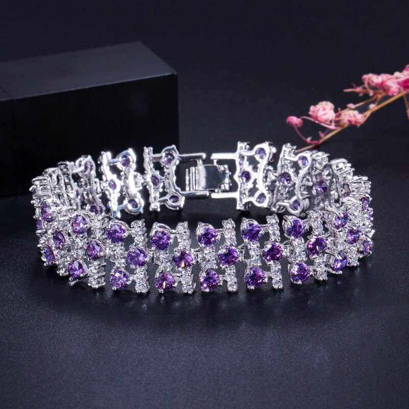 CWWZircons Romantic MultiColored Big Wide Cubic Zircon Stones Bracelets Bangle for Women Wedding Party Jewelry Accessories CB138