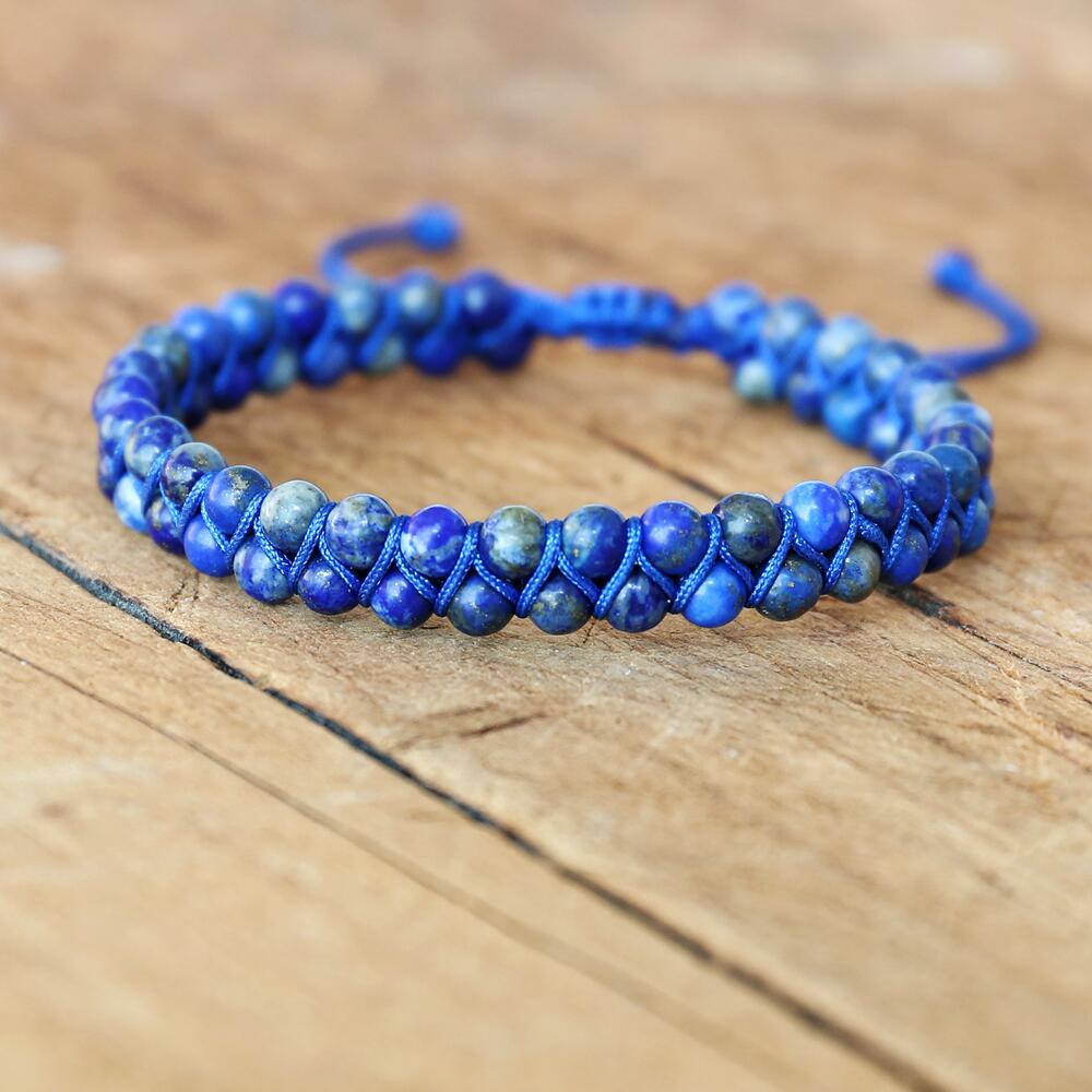 Handmade Bracelet Jewelry 4mm Beads Natural Stone Braided Bracelet Double Layer Strand Beaded Charm Bracelet